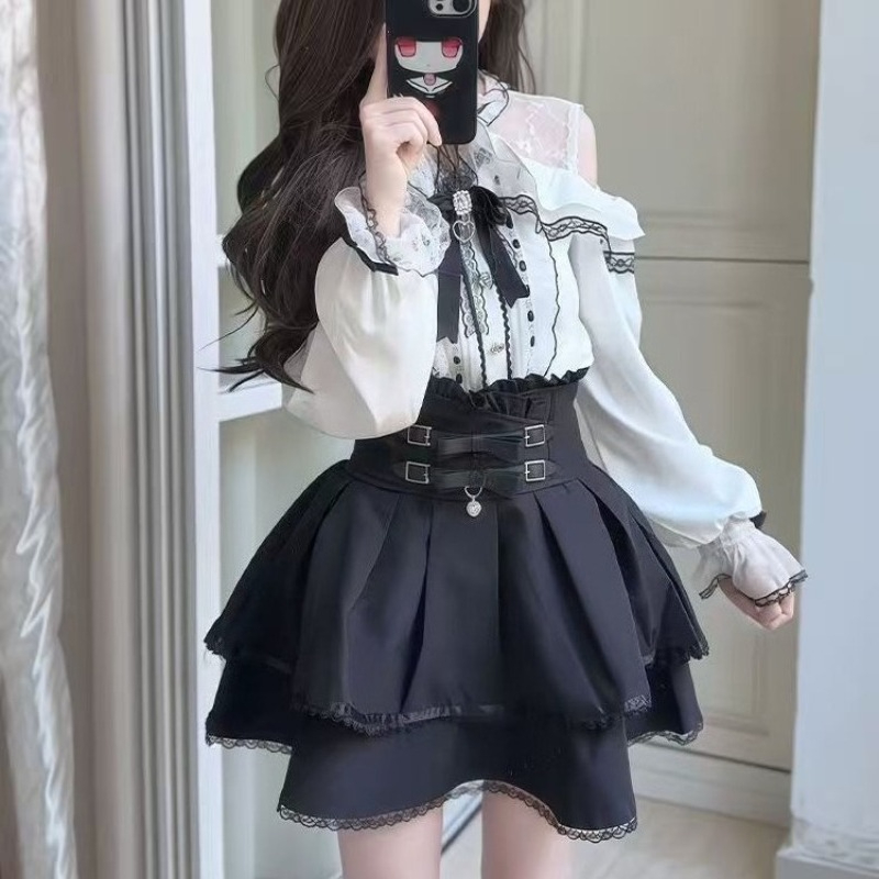 Japon Gotik Y2K Lolita Tarzı K - Blouse Off Shoulder incelemesi ve fiyatı