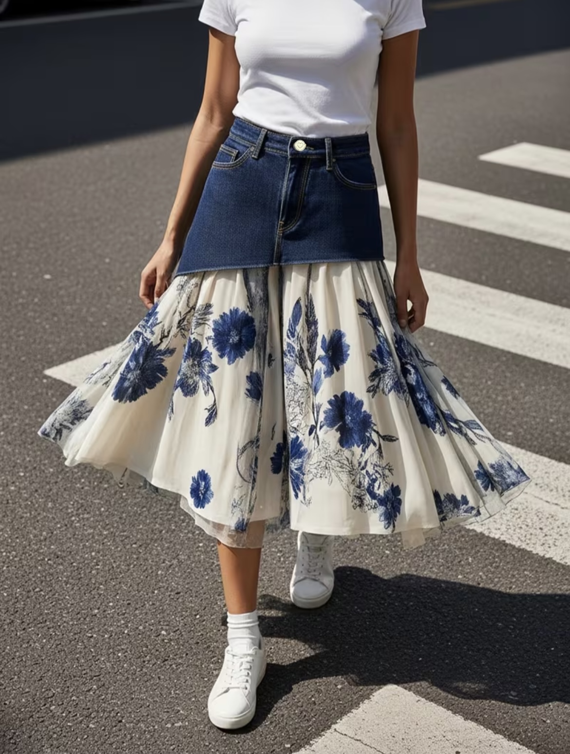 Büyük Beden Kadın Yüksek Bel K - Midi Skirt Floral incelemesi ve fiyatı